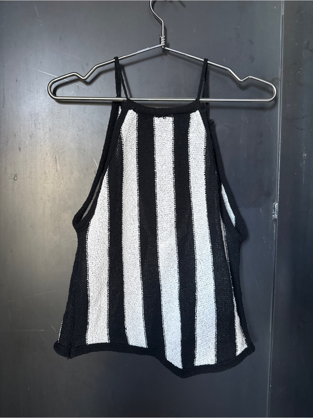 OAK + FORT Black and White Vertical Stripe Halter Tank